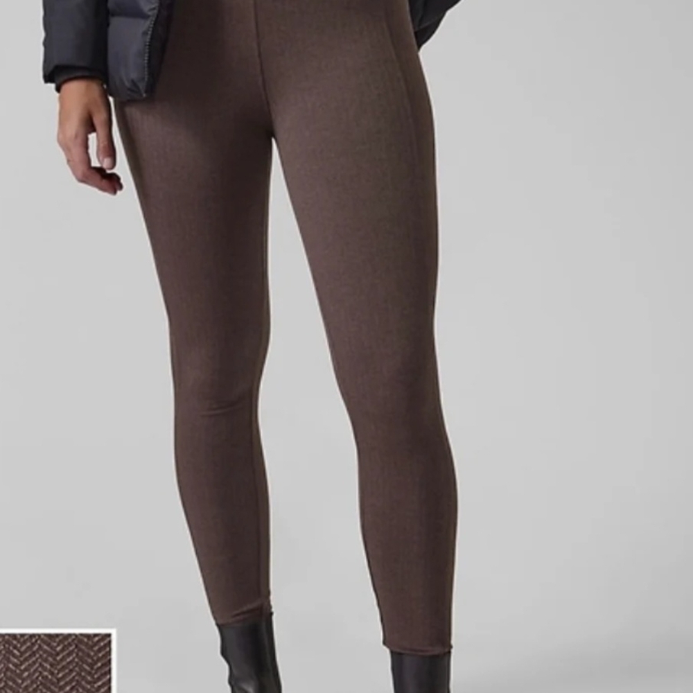 Athleta Chocolate Brown Delancey Harringbone Tight Women's Leggings Size 2X